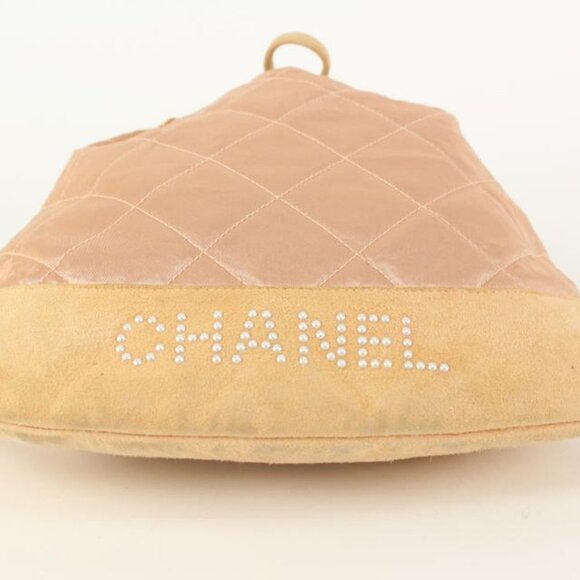 Chanel Pink Quilted Satin Crystal Logo Drawstring main image 8